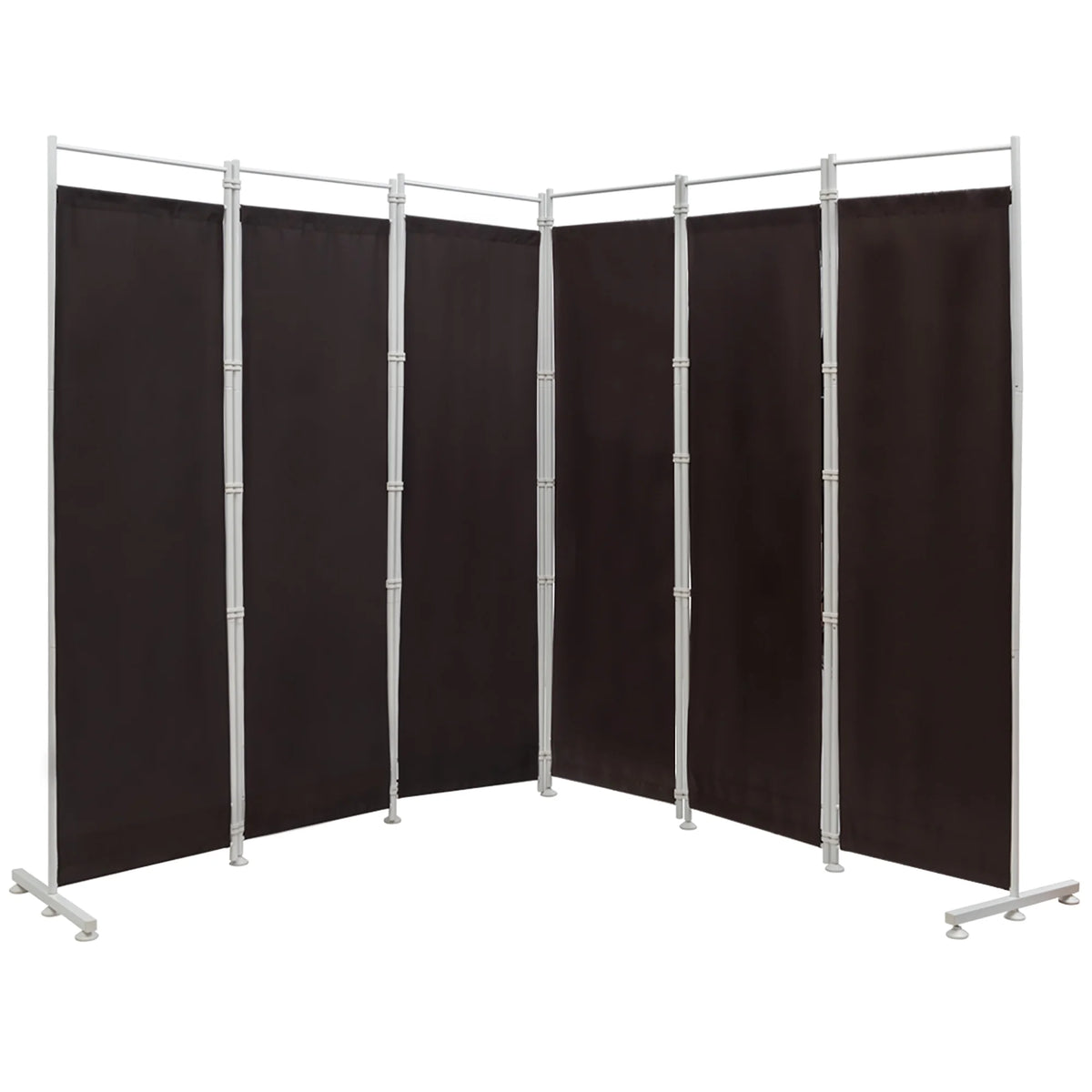 Costway 6-Panel Room Divider Folding Privacy Screen w/Steel Frame Decoration Brown