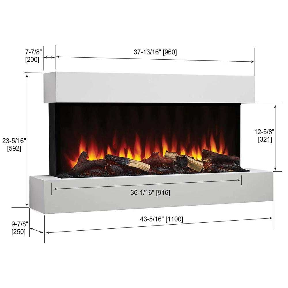 SimpliFire Format 10"D x 60"W x 23"H Floating Mantel Electric Fireplace - White
