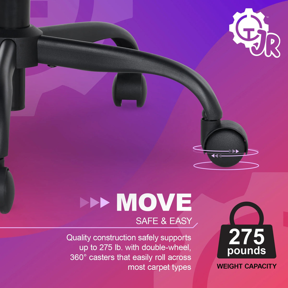 Gamer Gear Jr. Xplorer Gaming and Computer Chair, Kids and Teens Gaming Chair with Padded Arms, Adjustable Height, White and Black