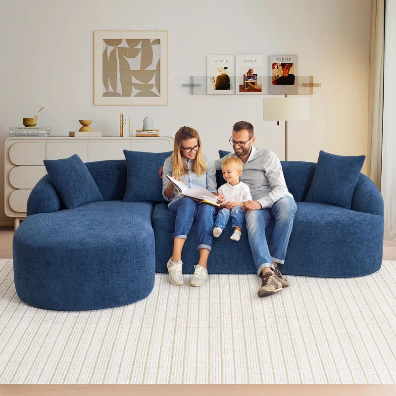Timbernest 99" Modular Sectional Sofa with Pillows, Chenille L Shaped 3-Seater Couch with Deep Seat, White