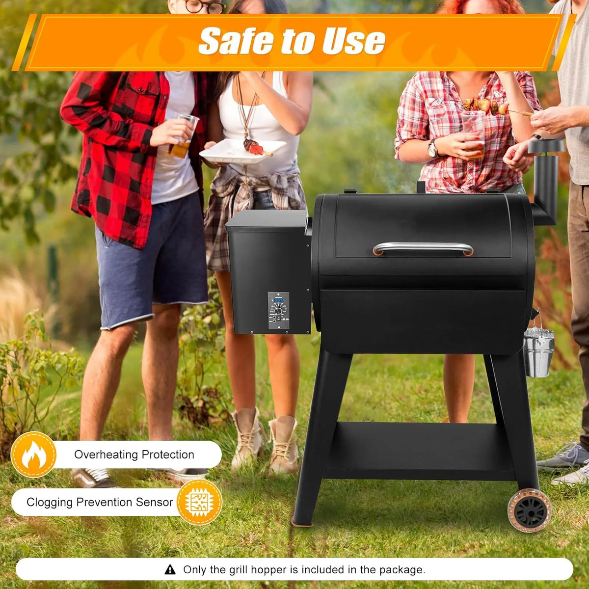 Vertical Pellet Hopper Assembly Kit with Digital Temperature Controller for BBQ Bake Roast