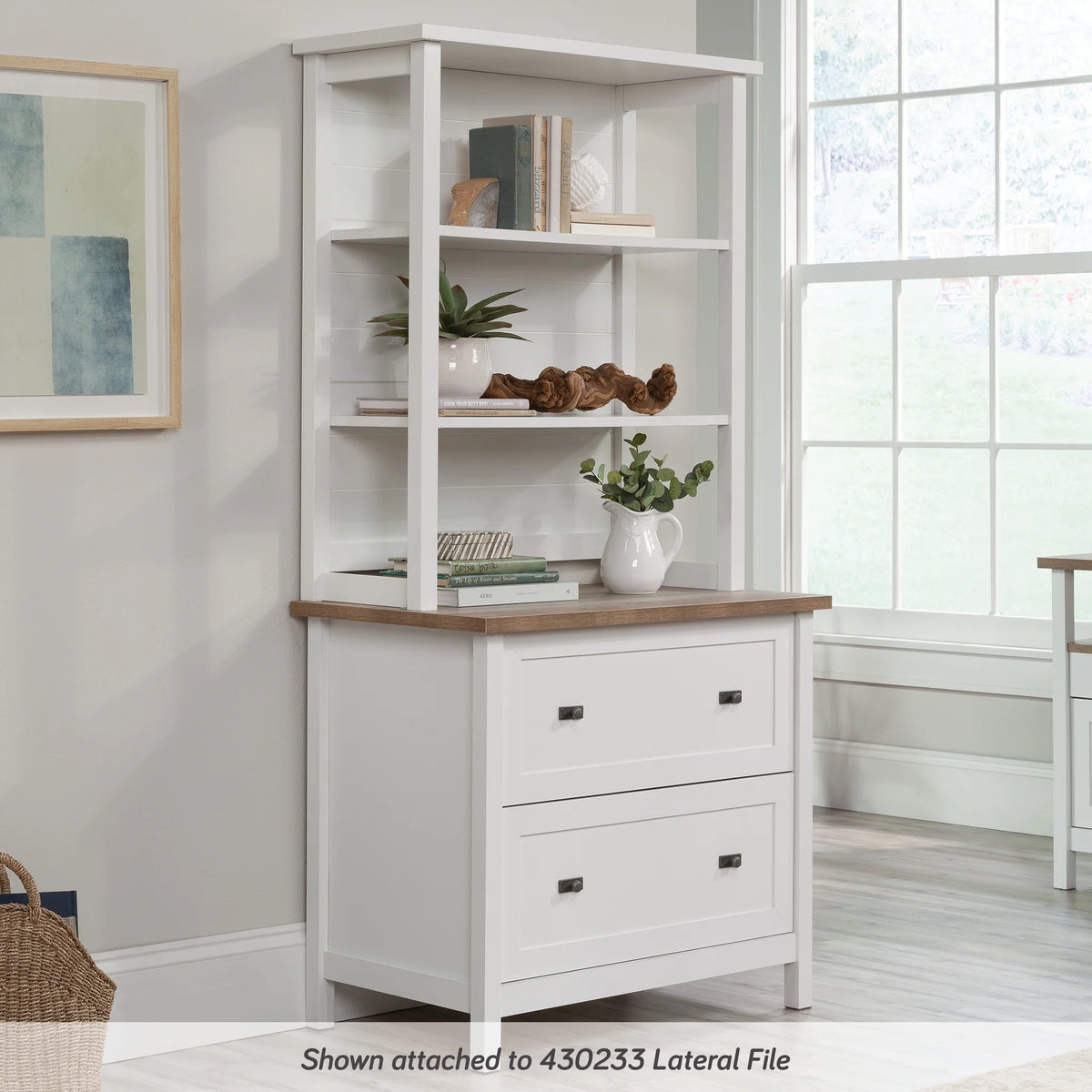 Sauder Cottage Road Library Hutch, White Finish