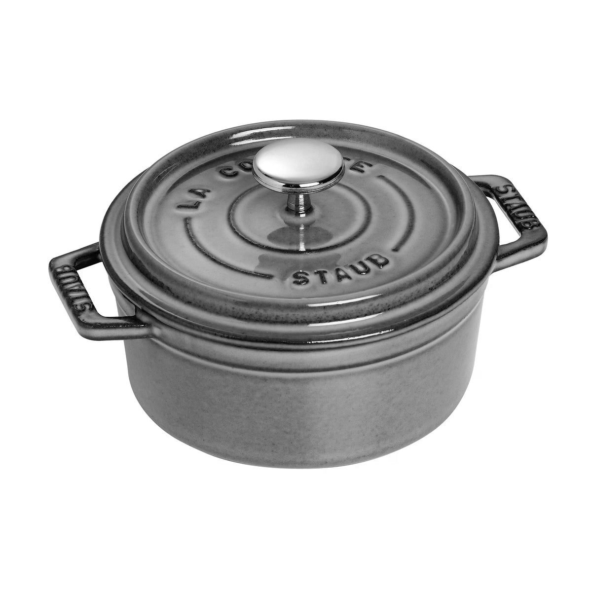 Staub Cast Iron 0.5-qt Round Cocotte - Graphite Grey