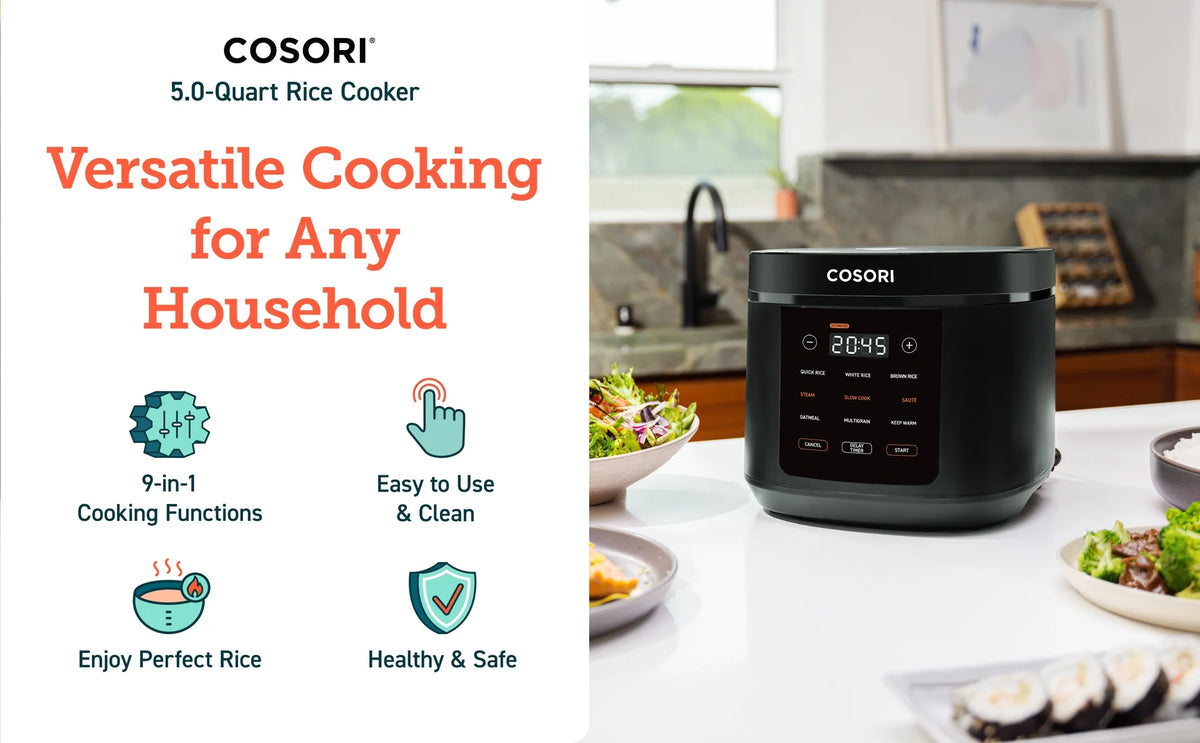 COSORI "10-Cup" Rice Cooker - Adjustable Temperature, Automatic Shut-Off