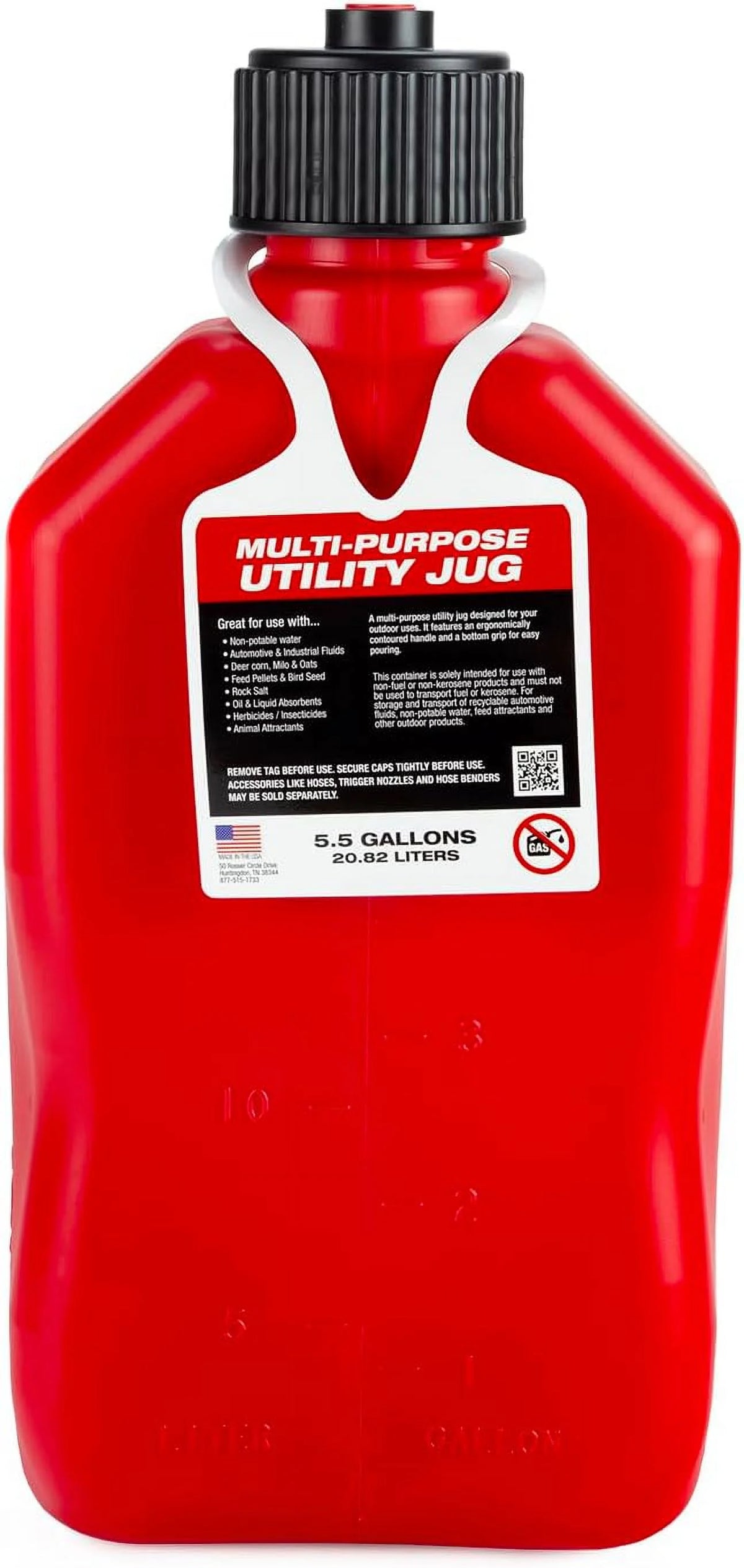 VP Racing 5.5-Gallon Square Motorsport Container (2 Pack) Red with 14" Deluxe Filler Hose (1 Pack) Features Close-Trimmed Cap and Neck for Tight Seal