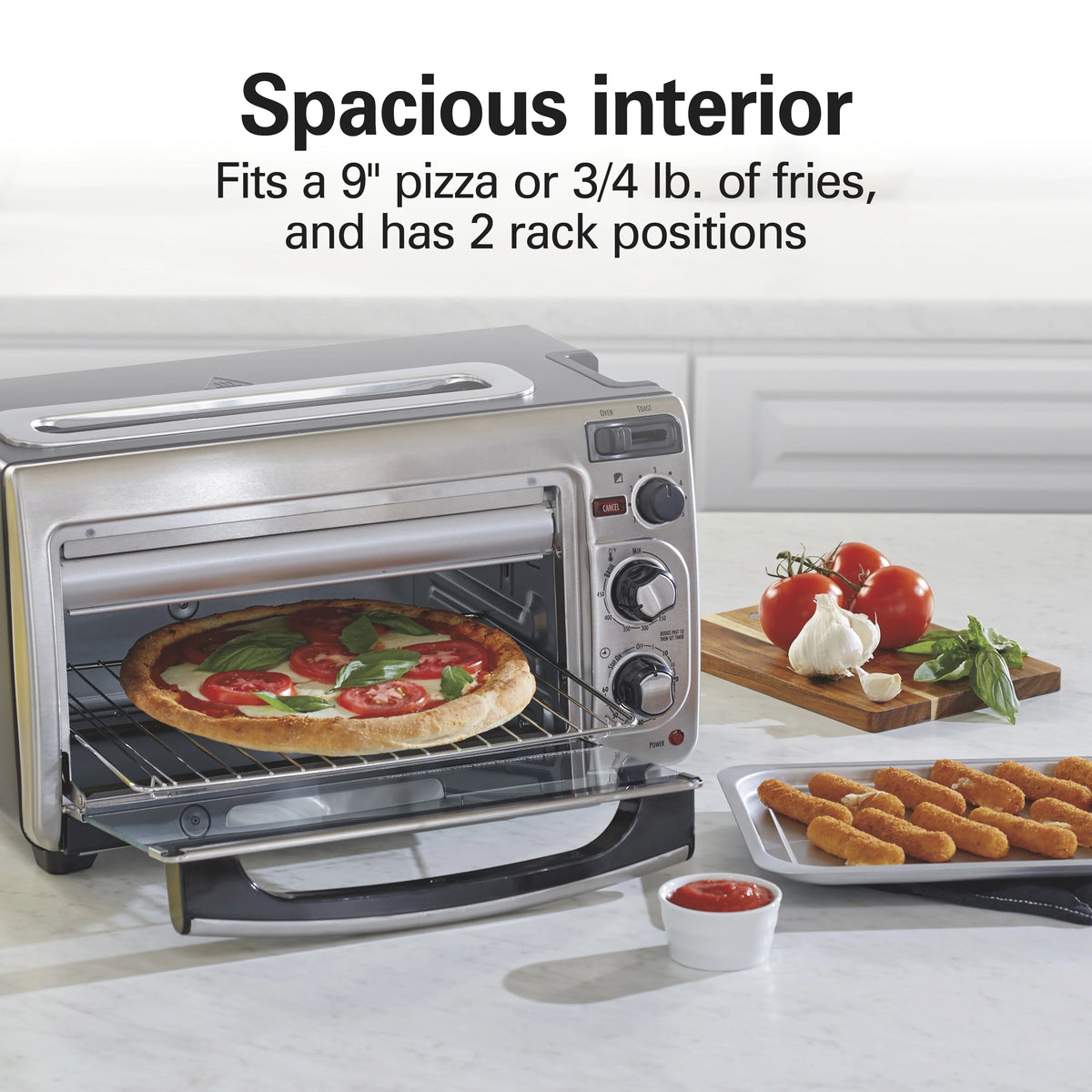 Hamilton Beach 2-in-1 Countertop Toaster Oven & Long Slot 2 Slice Toaster Combo, Stainless Steel