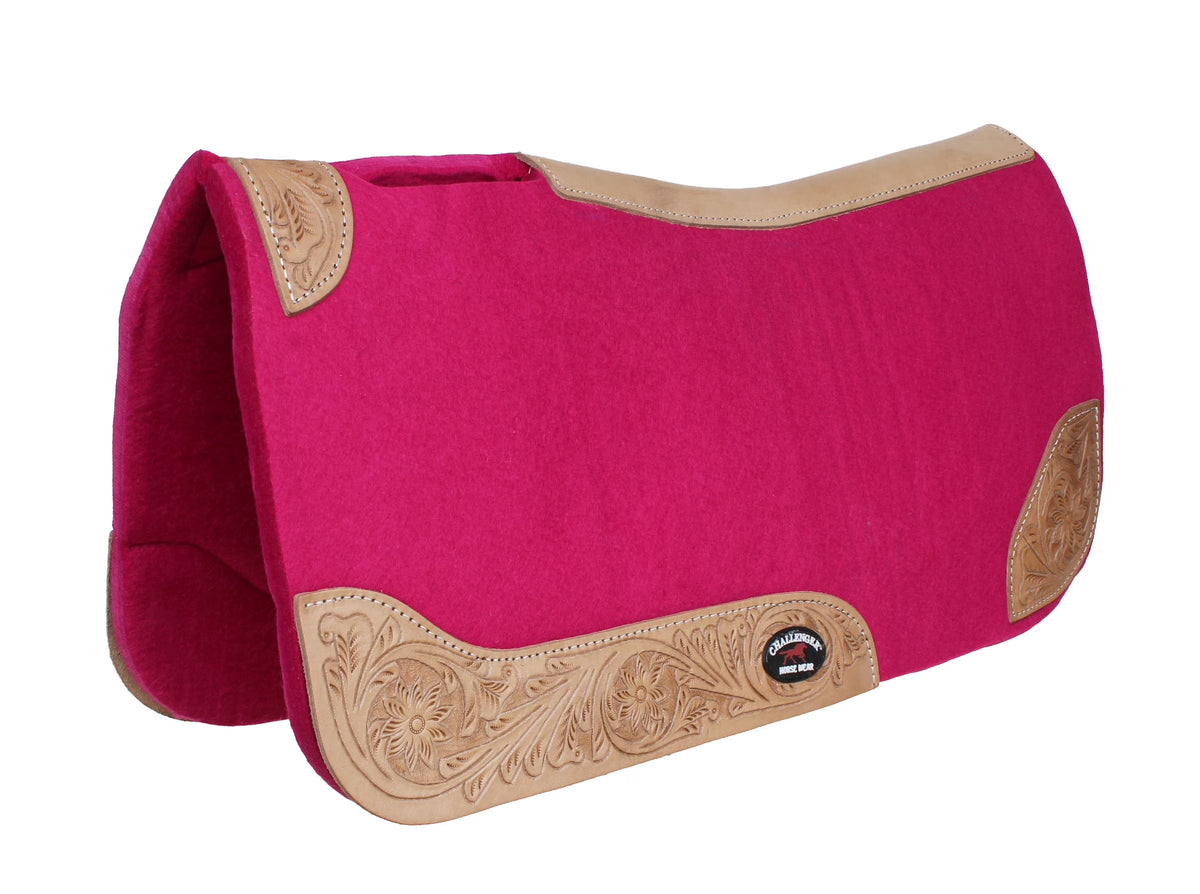 Challenger Horsewear Breathable Western Contoured Wool Felt Moisture Wicking Saddle Pad