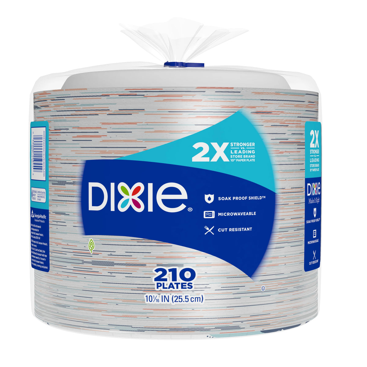 (4 pack) Dixie Disposable Paper Plates, Multicolor, 10 in, 210 Count