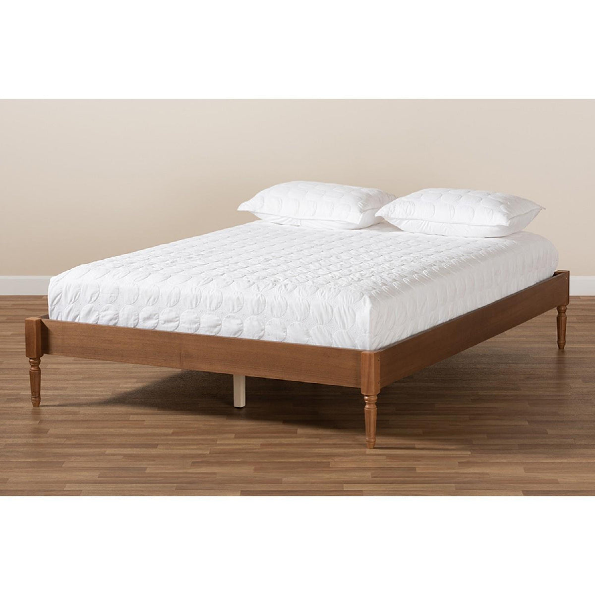 Baxton Studio Colette French Bohemian Ash Walnut Finished Wood Queen Size Platform Bed Frame