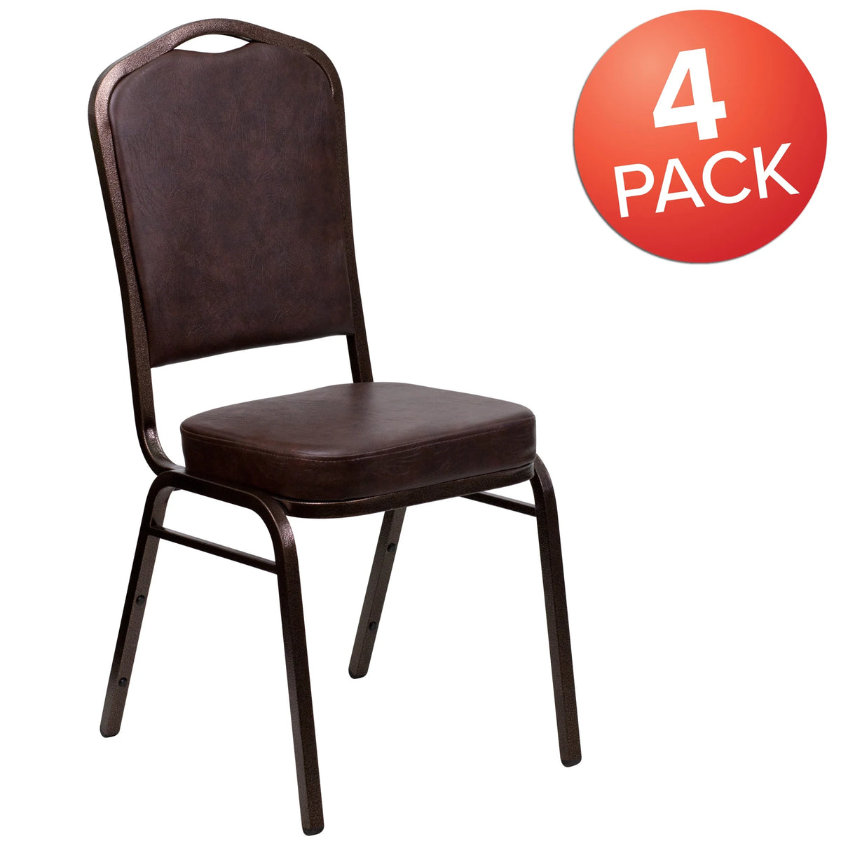 Emma + Oliver 4 Pack Crown Back Stacking Banquet Chair in Navy Vinyl - Silver Vein Frame