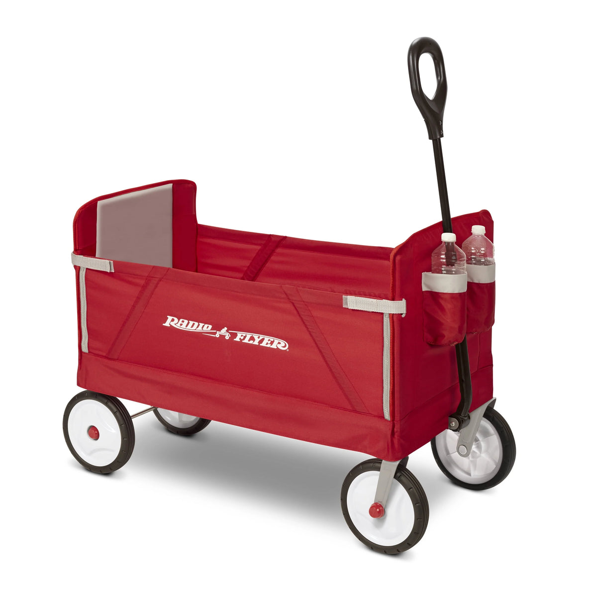 Radio Flyer, 3-in-1 EZ Fold Wagon, Padded Seat with Seat Belts, Red