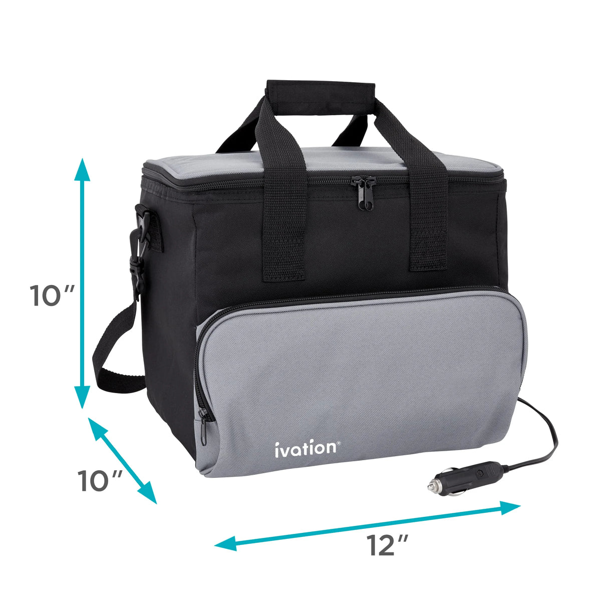Ivation Portable Electric Cooler Bag | 15L Soft Sided Thermoelectric Travel Cooler with Shoulder Strap, Storage Pocket & DC 12V Plug in for Car, Truck & RV Camping