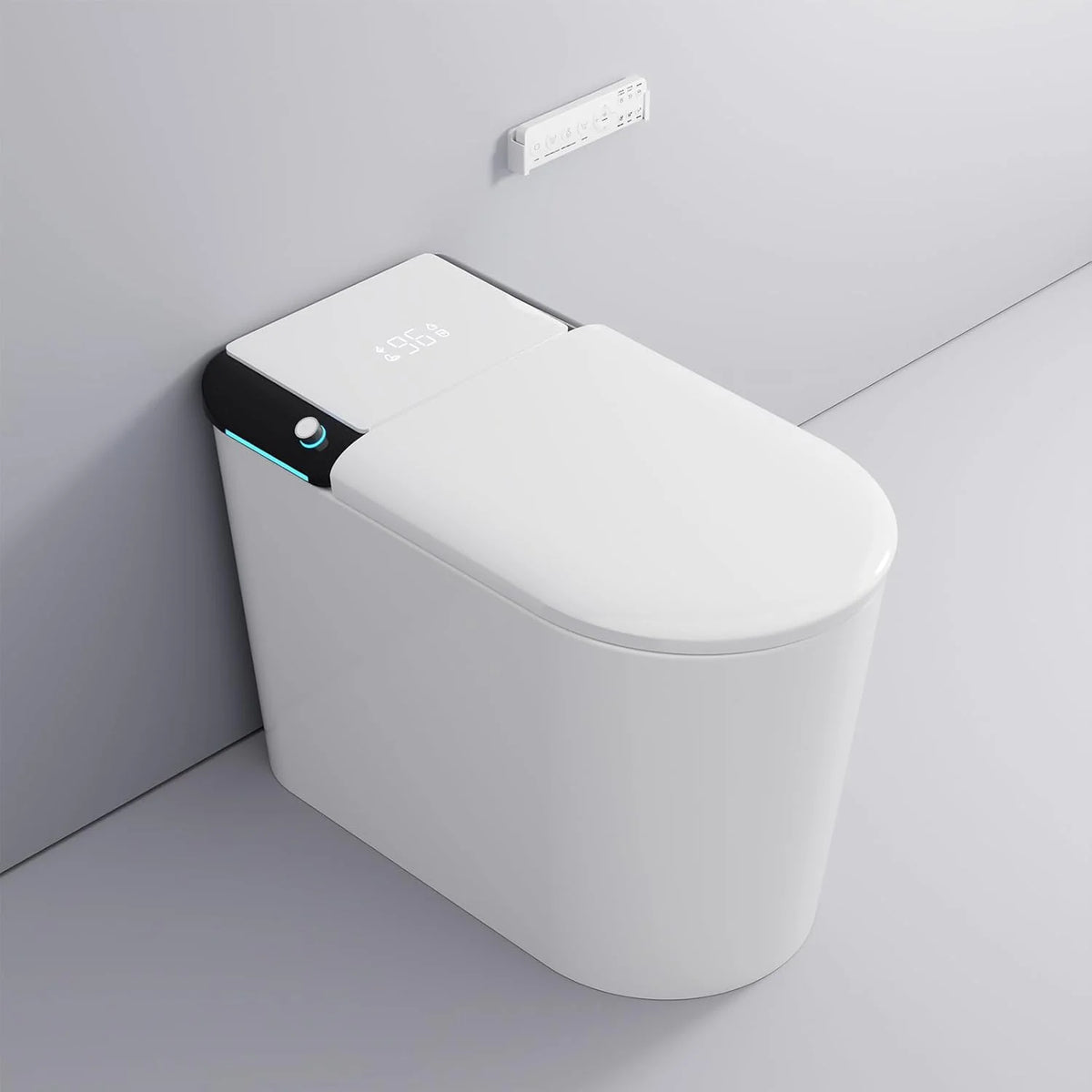 LALAHOO Smart Toilet with Bidet Built in, Auto Open & Close, Elongated Heated seat, Foot Sensor Flush, LED Display, Warm Water Wash, Dryer, Night Light, Black