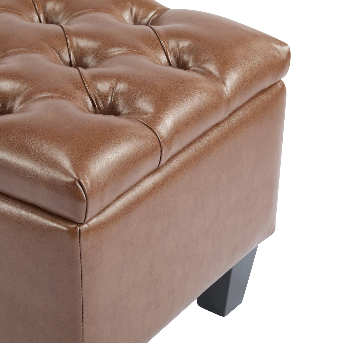 Furniliving Modern Upholstered Button Tufted Storage Ottoman Entryway Bench, Ivory