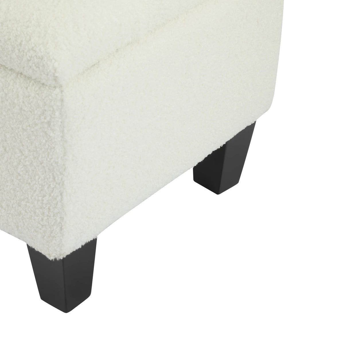 Furniliving Modern Upholstered Button Tufted Storage Ottoman Entryway Bench, Ivory