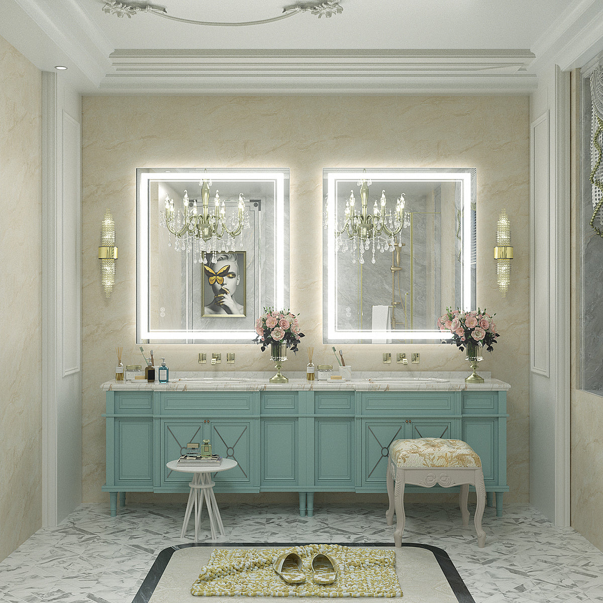 Frameless Frontlit LED Anti-fog Bathroom Vanity Mirror 96x36 inch