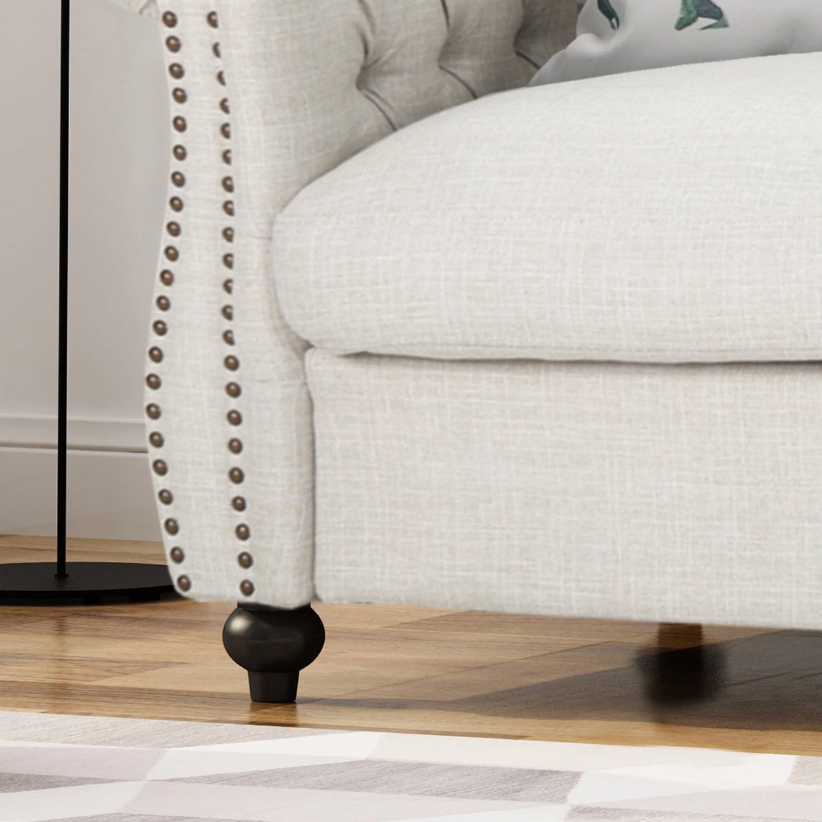 Noble House Ember Interiors Aaniya Fabric Chesterfield Loveseat Sofa, Beige