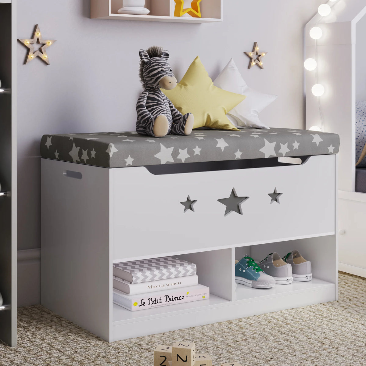 Sturdis Wooden Toy Box Spacious Storage for Home Organization, White