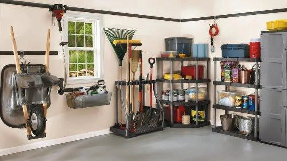 Rubbermaid Garage Deluxe Tool Tower, Resin, Black