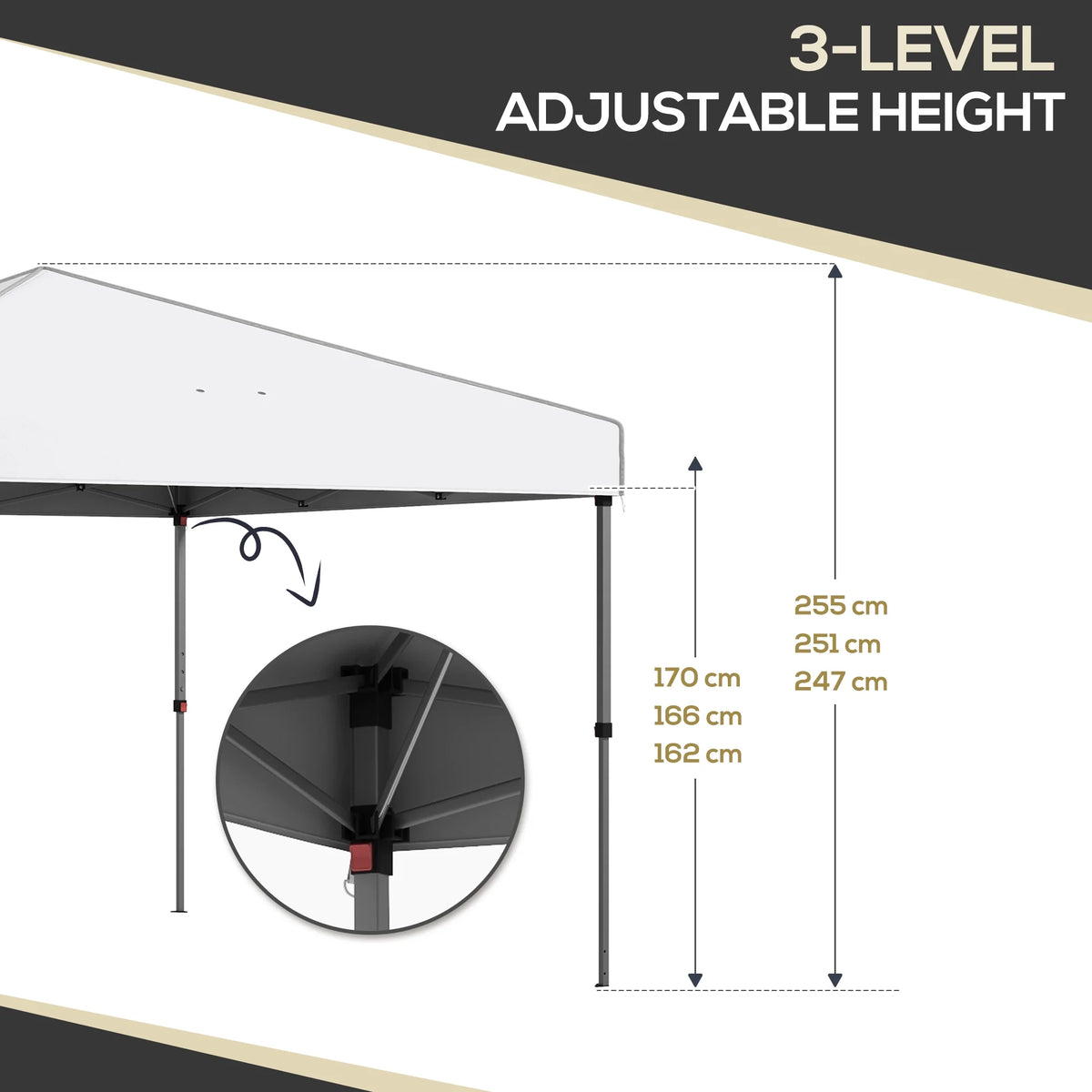 Outsunny 116.25 x 116.25 in Black Pop up Outdoor Canopies, Adjustable Height