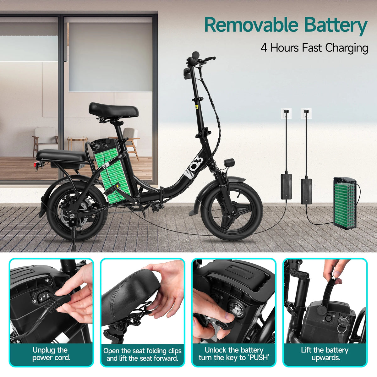 Bycyla Electric Bike for Adults,500W Brushless Motor Ebike with 12Ah Removable Battery,Multi-Shock Absorption,Commuter Electric Bicycle