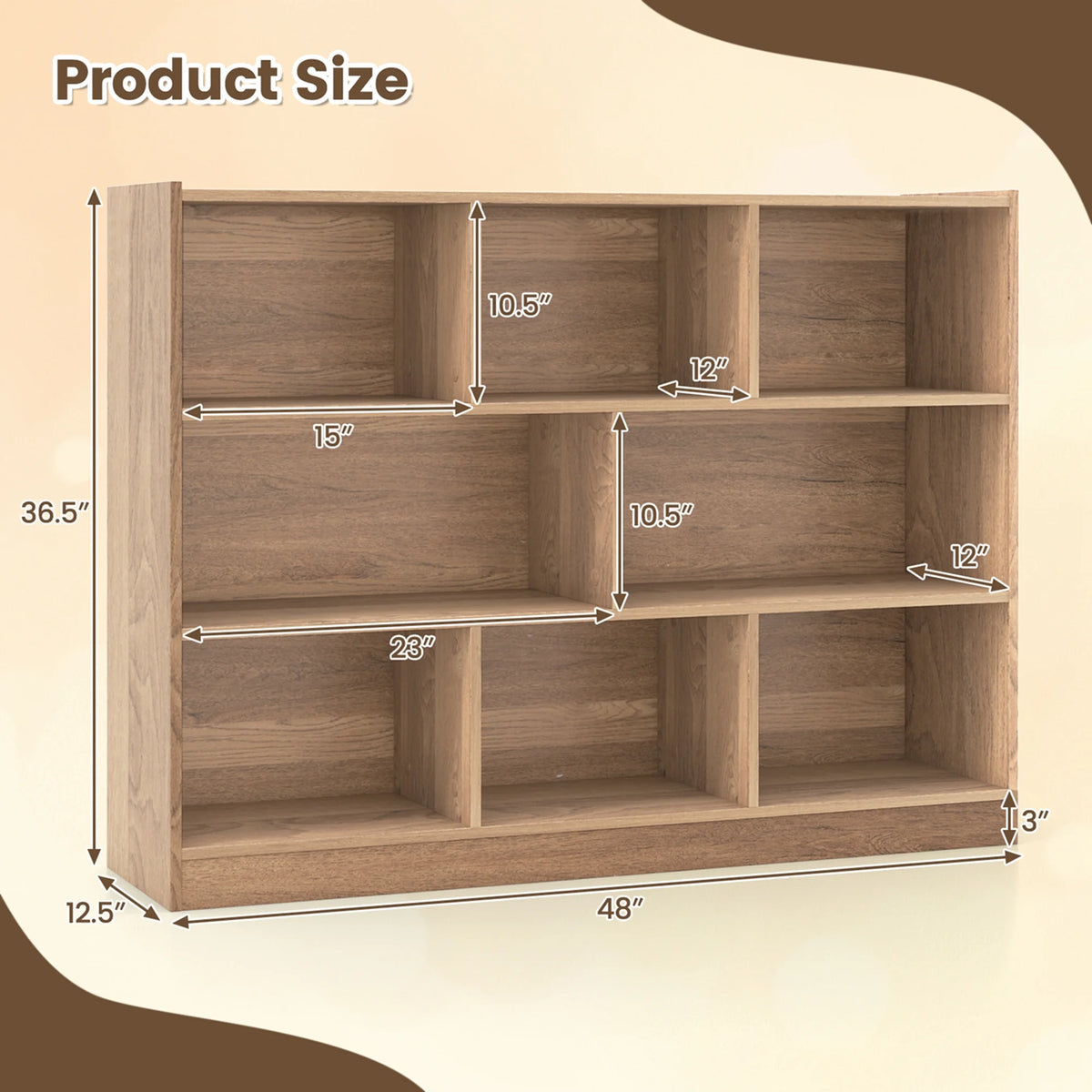 Costway 3-tier Open Bookcase 8-Cube Floor Standing Storage Shelves Display Cabinet White