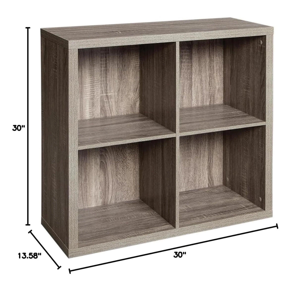 ClosetMaid 4 Cube Storage Shelf Bookshelf Organizer with Back Panel, Gray
