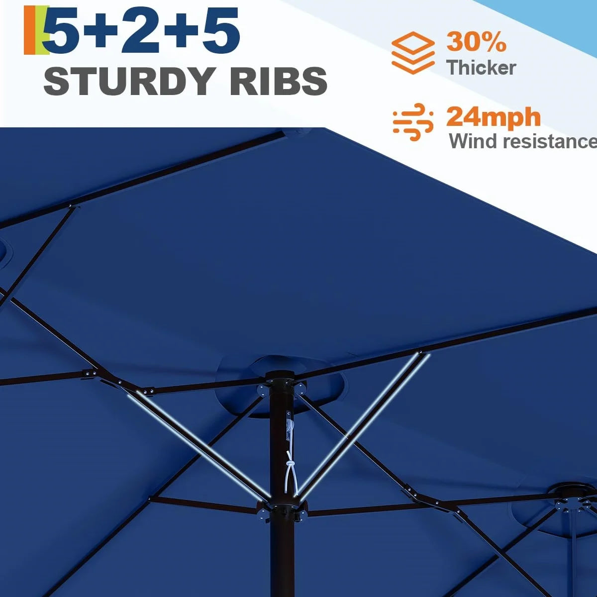 WildBreak Triple Size Large Patio Umbrella, with Crank Handle, Double-Sided, 13' x 6.5', Beige