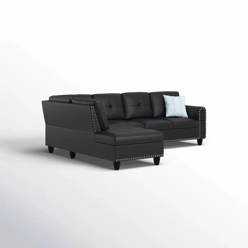 Sectional Sofas Faux Leather L - Shaped Sectional Set with Cup Holders 2pc,Large Sectional Couches