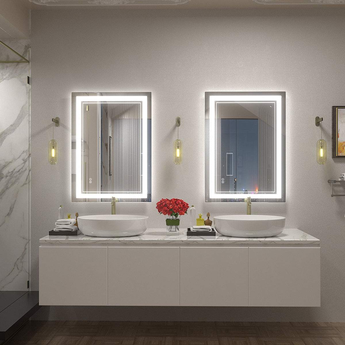 Frameless Frontlit LED Anti-fog Bathroom Vanity Mirror 96x36 inch