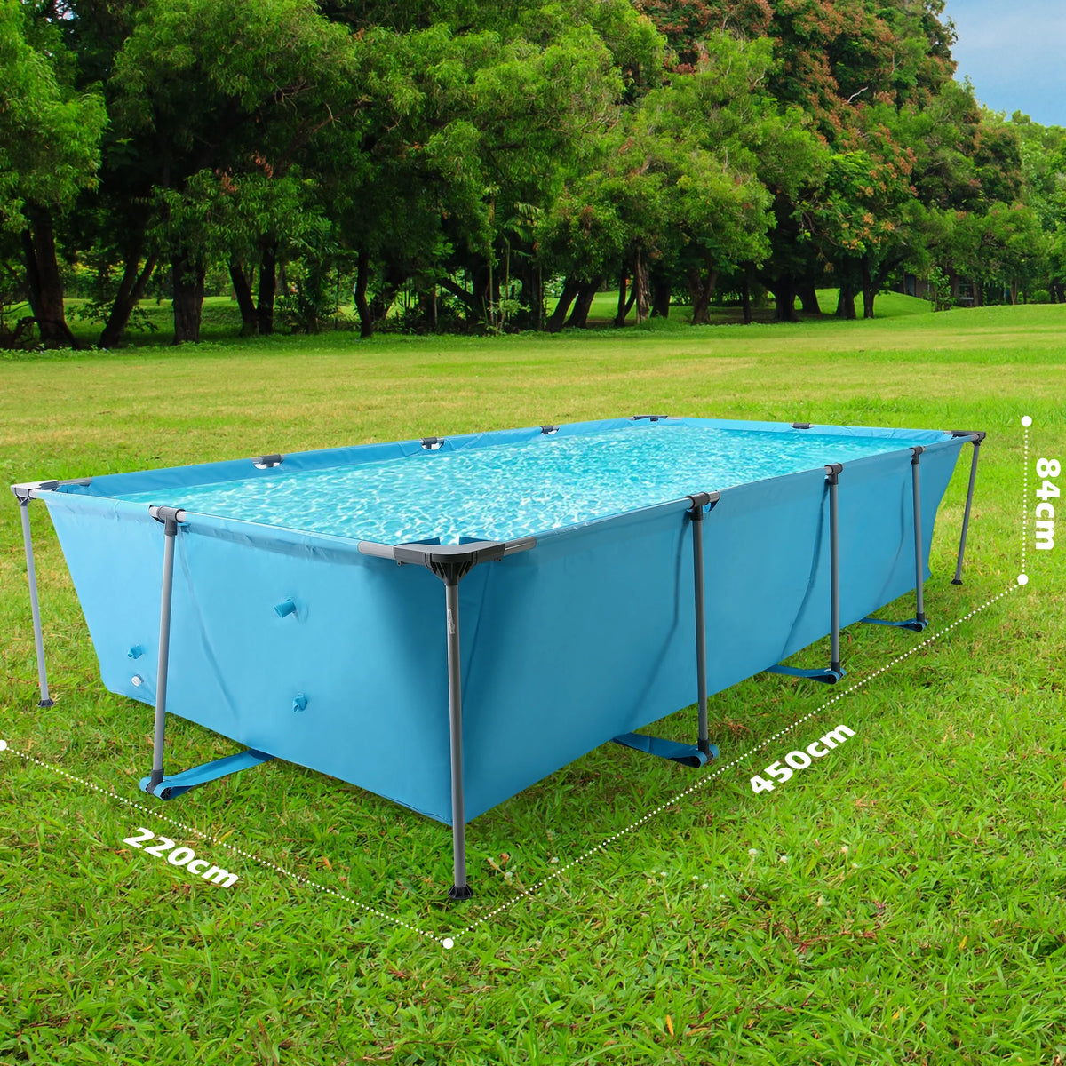 10FT Large Swimming Pool Framed Rectangle Above Ground Durable Easy to Assemble for Endless Water Play