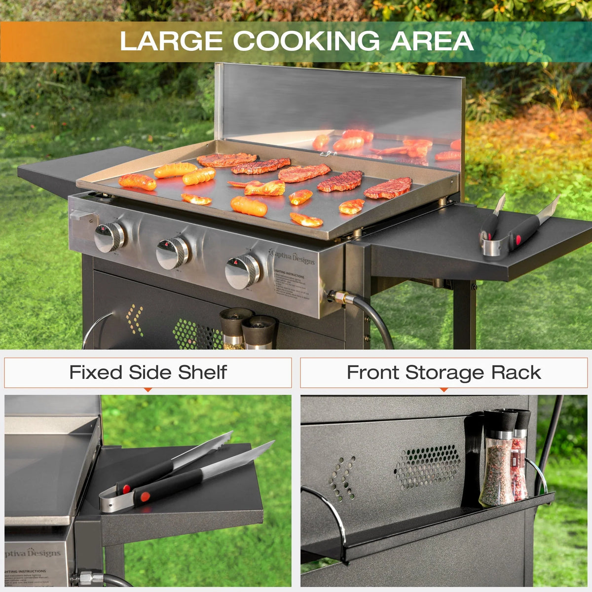 Sophia & William 3-Burners Gas Griddle Portable Flat Table Top BBQ Grill 33,000 BTU