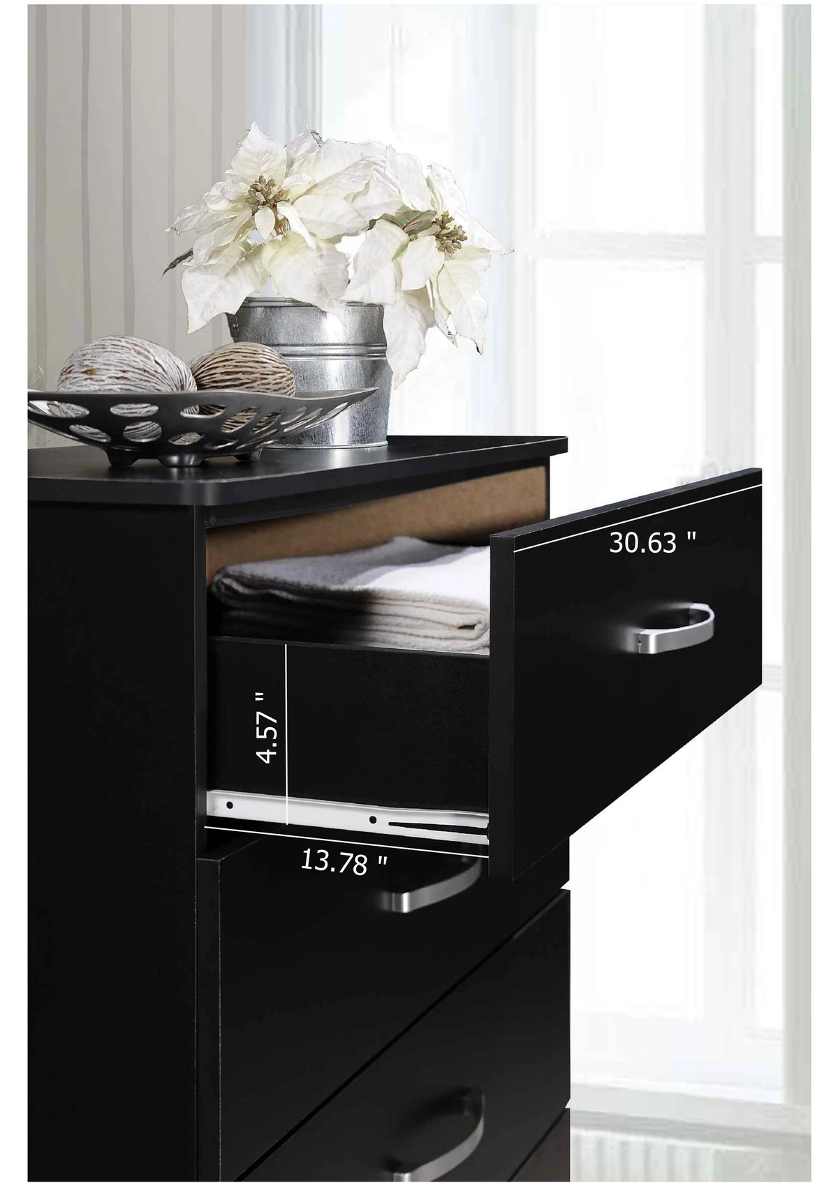 Hodedah 5 - Drawer Chest, Brown, Wood