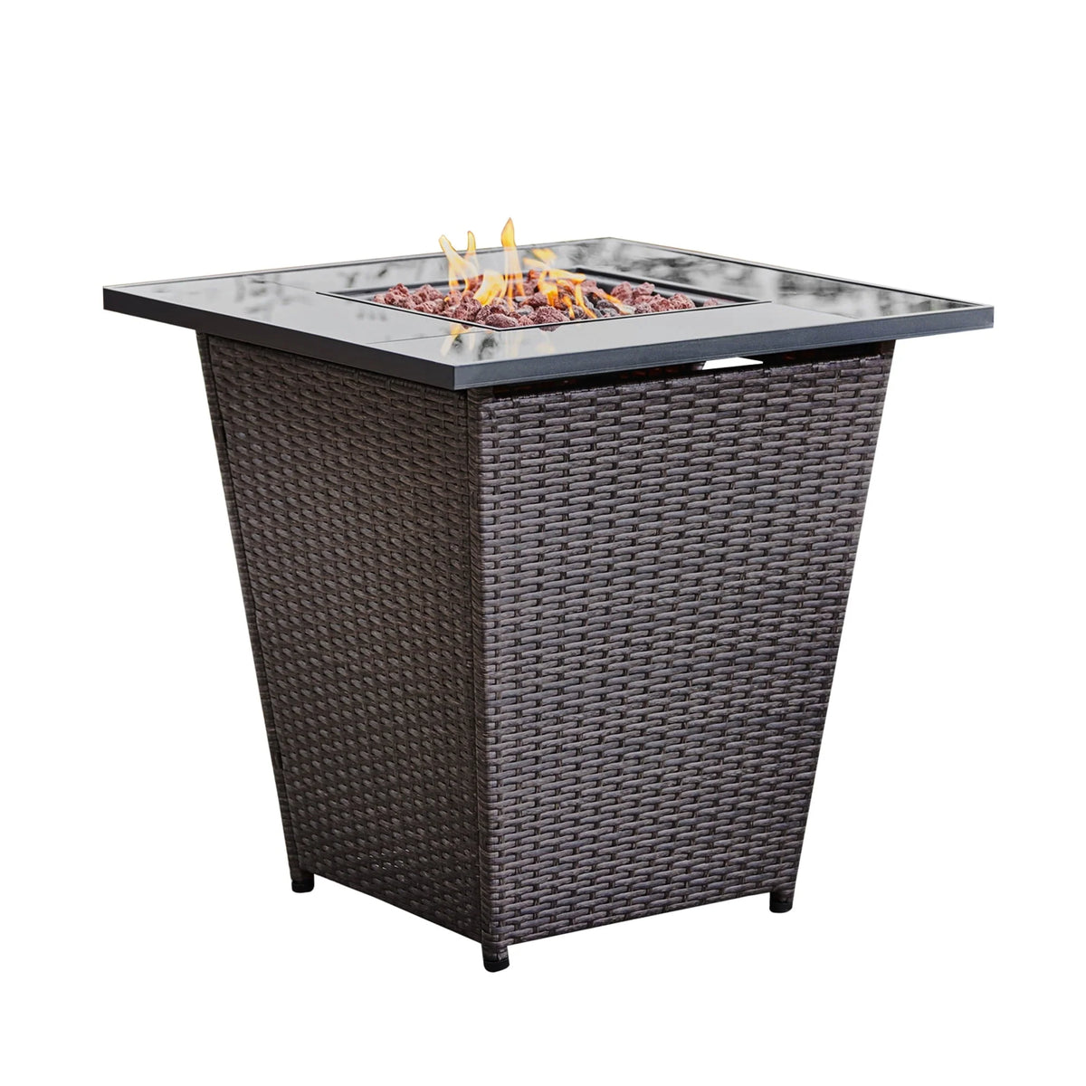 Teamson Home Outdoor 30" Propane Gas Fire Pit Table with Rattan Base, Espresso