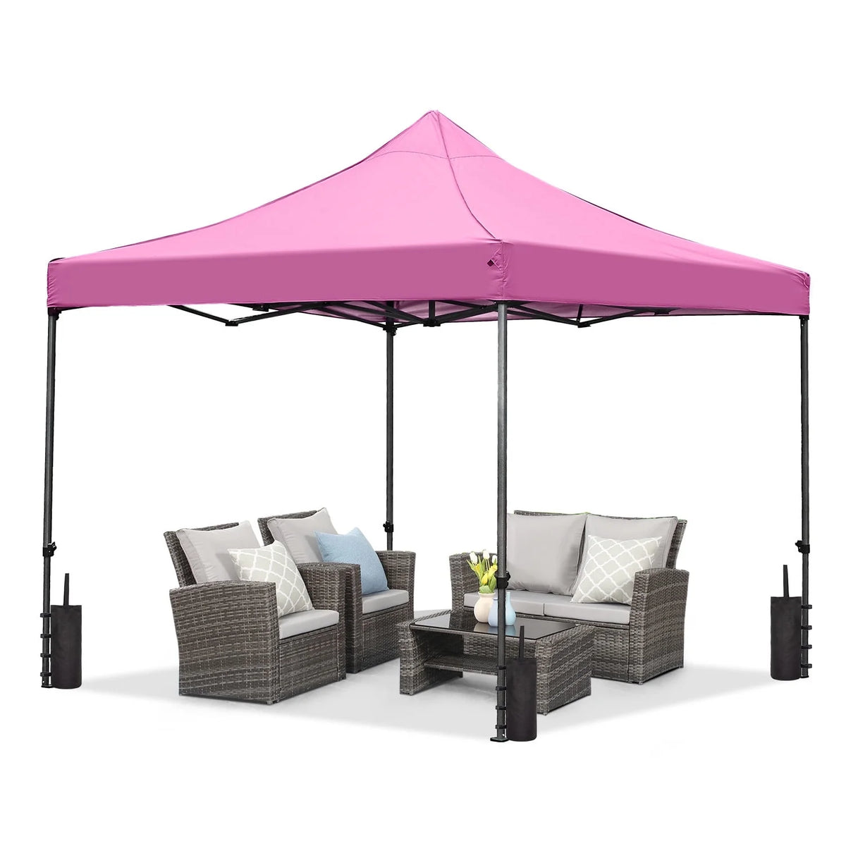 Ainfox 10' x 10'Heavy Duty Pop up Canopy Tent,Folding Instant Outdoor Gazebo,Sun Shade Tent,Pink