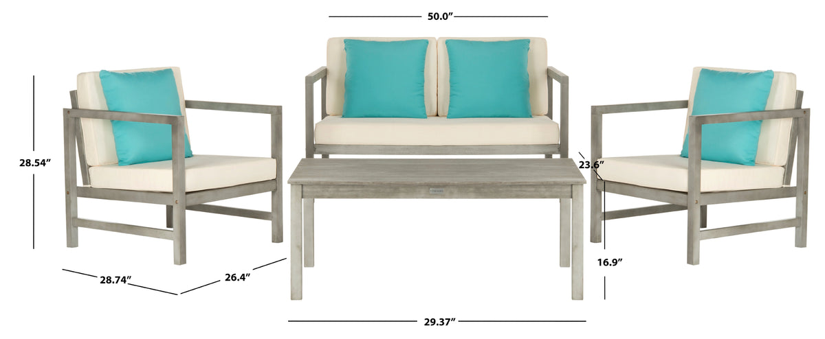 Safavieh Montez 4 Piece Outdoor Set with Accent Pillows