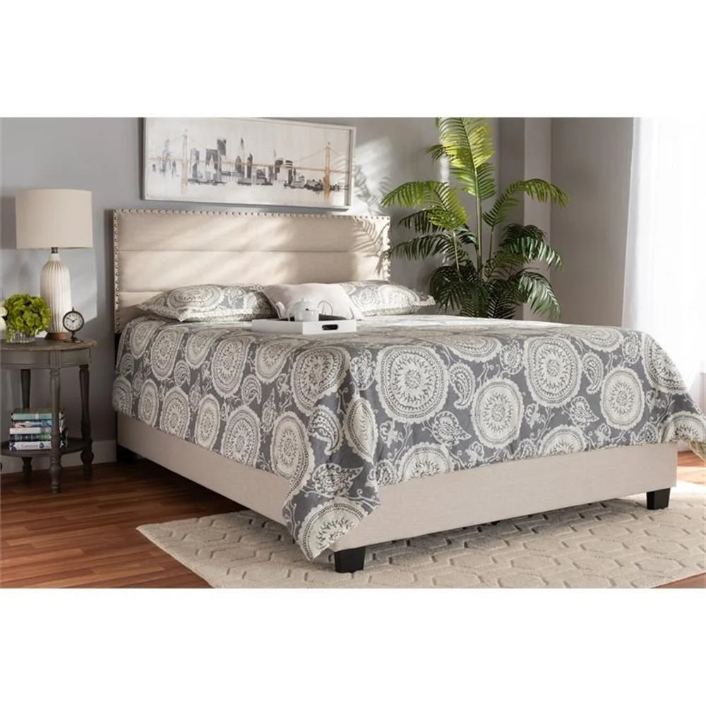 Bowery Hill Modern Fabric Upholstered Full Size Bed in Dark Gray