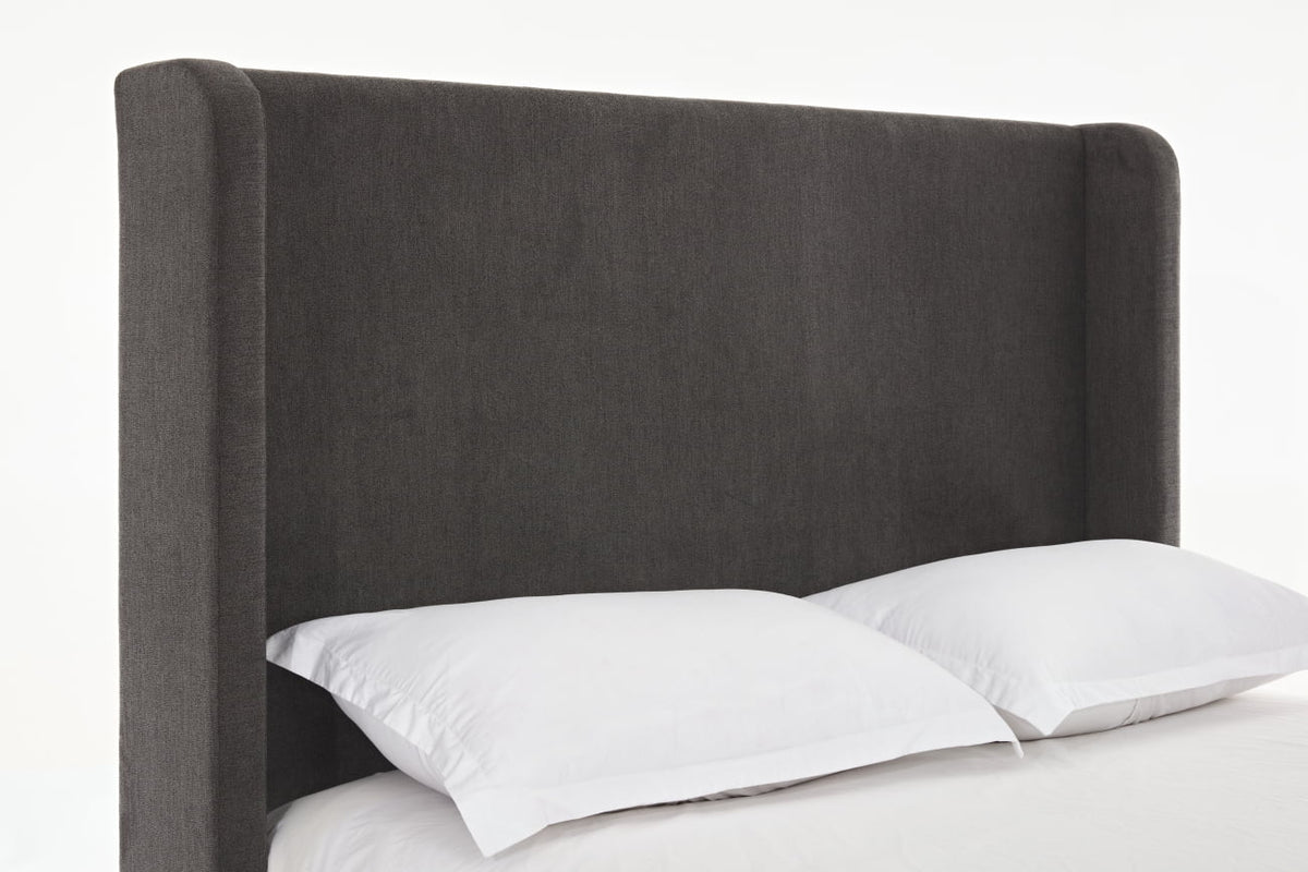 King Bed Frame Upholstered Bed with Tall Headboard, Chenille Platform Bed King Size, No Box Spring Needed, Easy Assembly, Ivory
