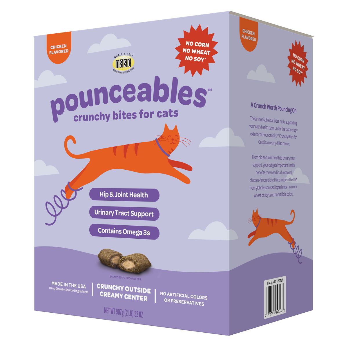 Pounceables Crunchy Bites for Cats, Chicken Flavor, 32oz