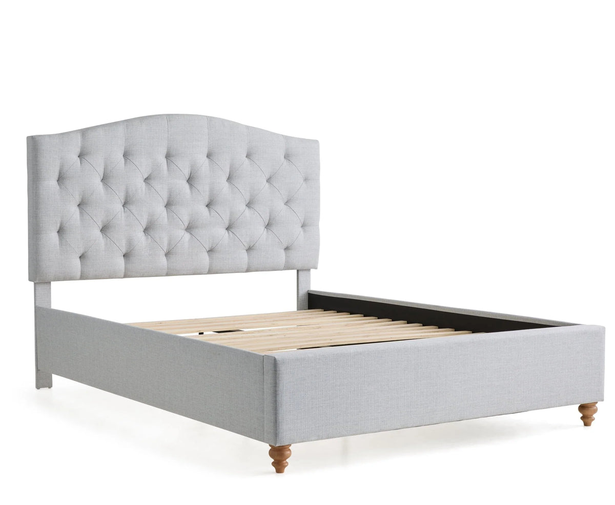 My Texas House Anna Upholstered Diamond Tufted Platform Bed, Queen, Light Gray