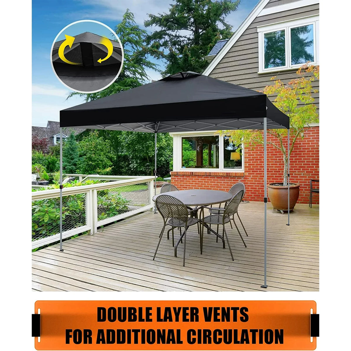Naipo 10'x10' Pop up Canopy Tent with Sidewall,One Push Set-up Foldable Tent,Sun/Rain Use Outdoor Canopy with Carry Bag/Sandbags/Stakes/Ropes,for Beach/Camping,Black