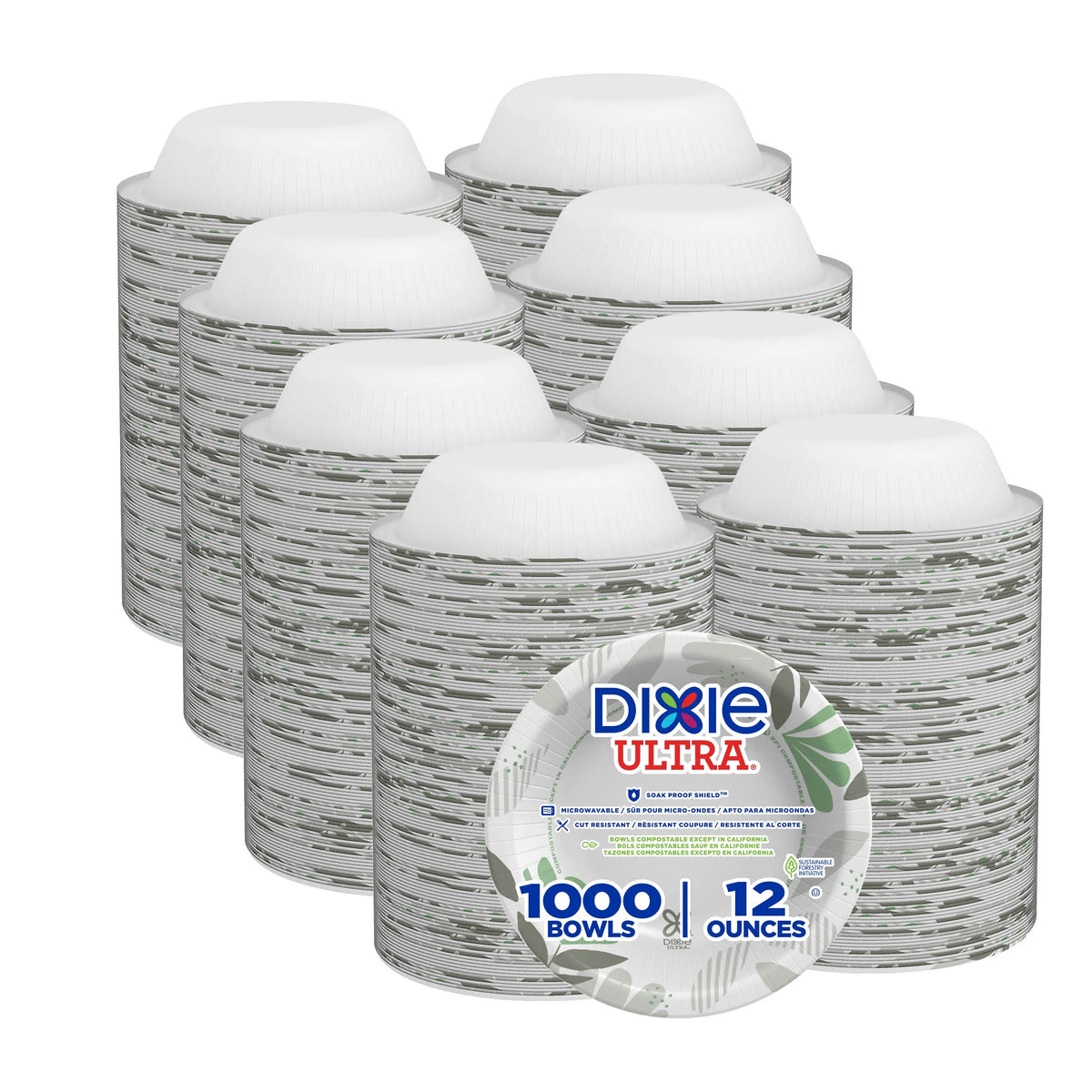 Dixie Ultra? 12 ounce Heavy-Weight Paper Bowls By GP PRO (Georgia-Pacific), Pathways?, SX12PATH (Case), 1000 Count (125 Bowls Per Pack, 8 Packs Per Case)