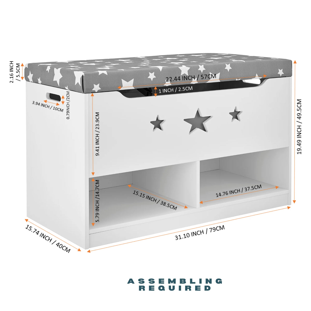 Sturdis Wooden Toy Box Spacious Storage for Home Organization, White