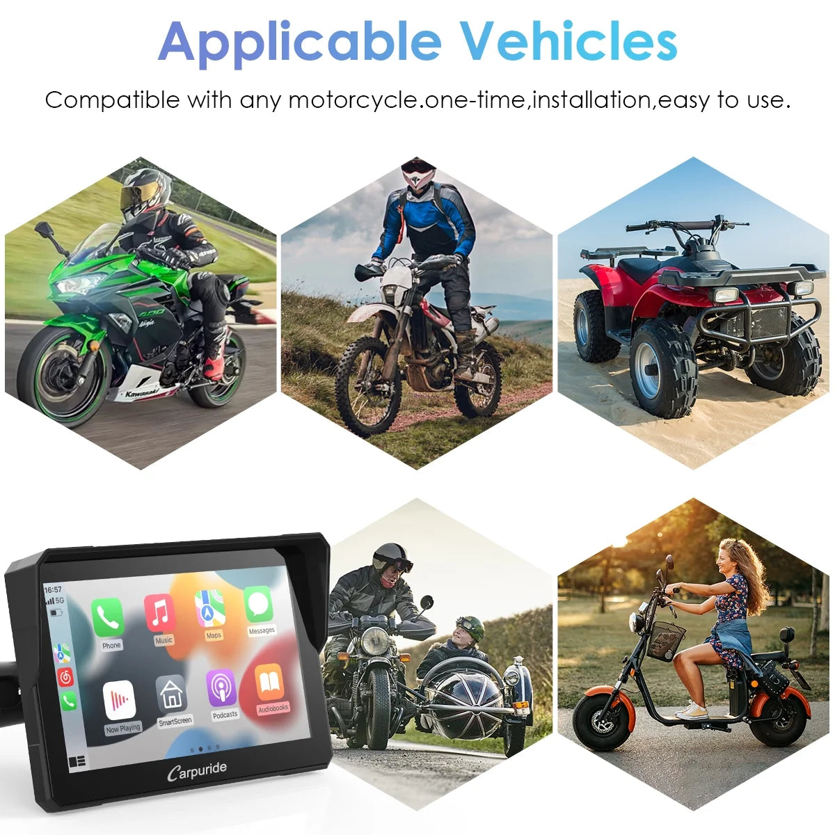 Carpuride Carplay & Android Auto��IP67 Smart Screen for  Motorcycle Stereo, Light Sensor��702�� ?