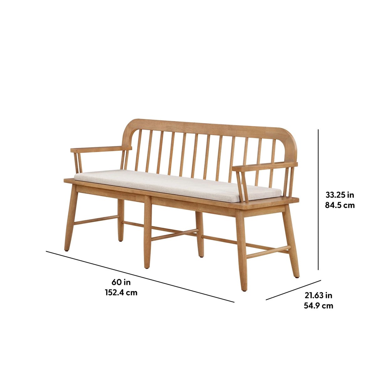 Better Homes & Gardens Windemere Solid Wood Bench, Natural Oak finish, by Dave & Jenny Marrs