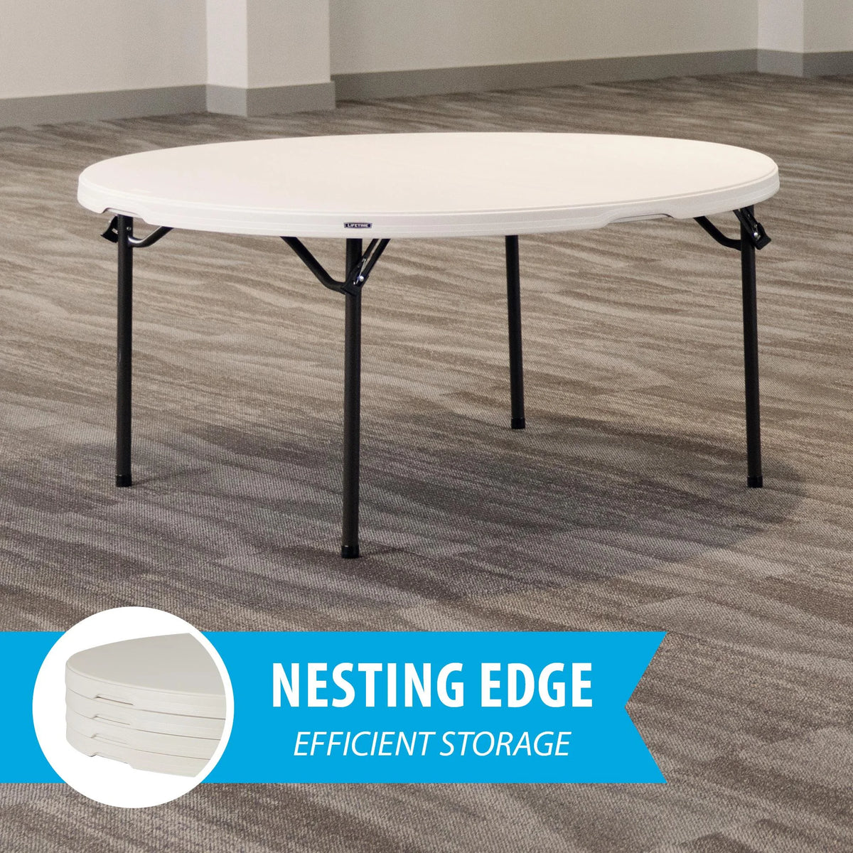 Lifetime (15) 60 in. White Round Tables and Cart Combo - 80441