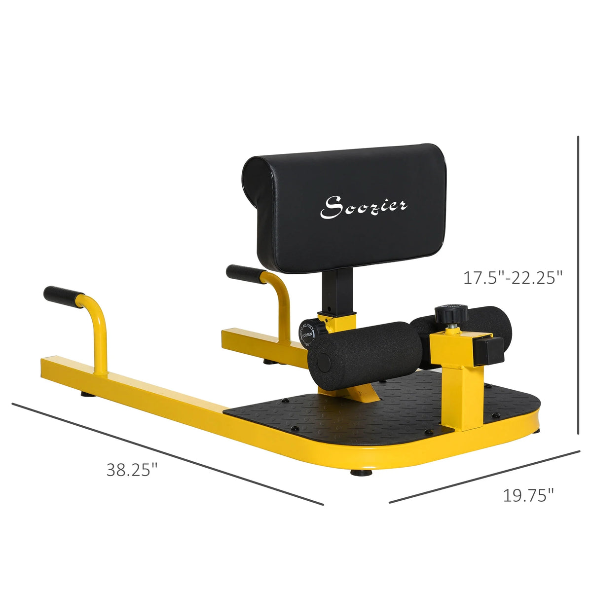 Soozier 3 in 1 Padded Leg Exerciser Push Up Sit Up Squat Machine Home Gym Fitness Equipment Yellow