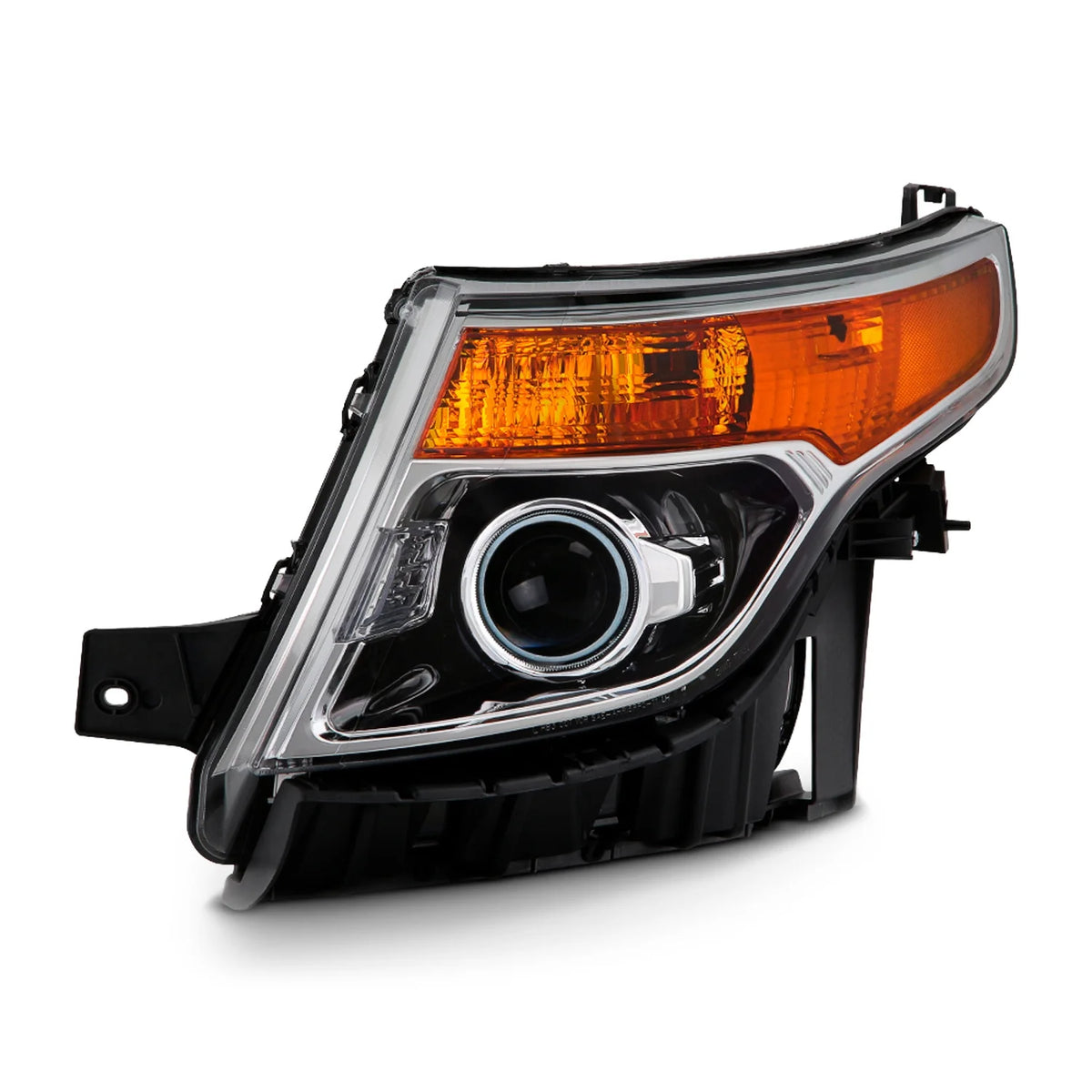AKKON - For 2011-15 Ford Explorer Driver + Passenger Projector Headlight Assembly Chrome Housing Clear Lens Full Set