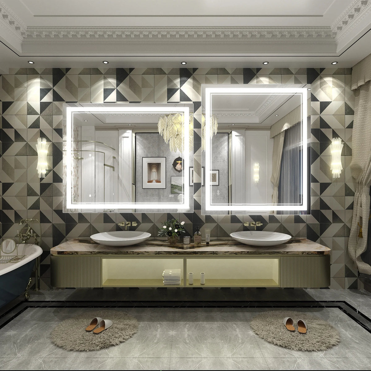 Frameless Frontlit LED Anti-fog Bathroom Vanity Mirror 96x36 inch