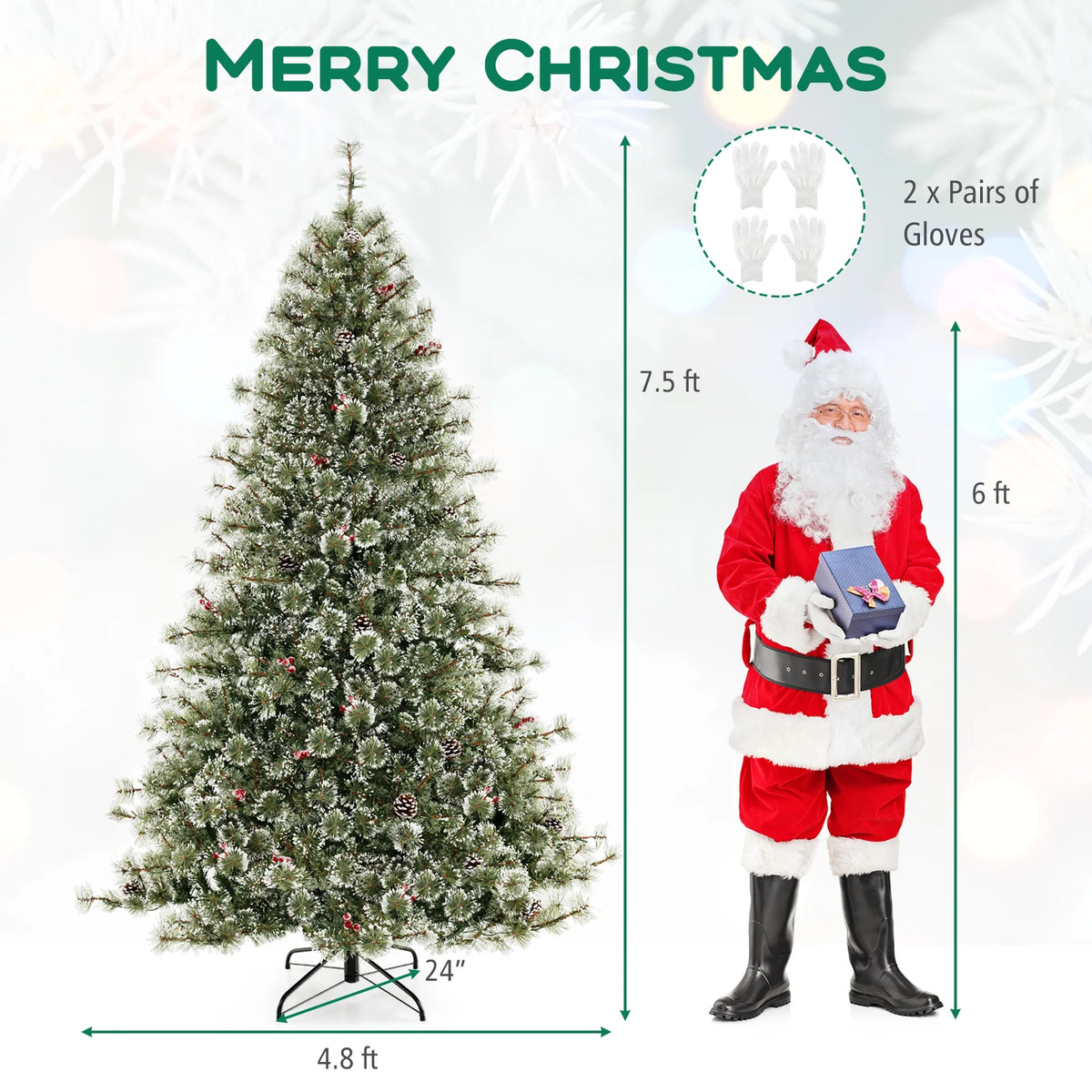 Costway 9 FT Artificial Christmas Tree with  360?�� Quick Power Connector 1714 Pine Needles